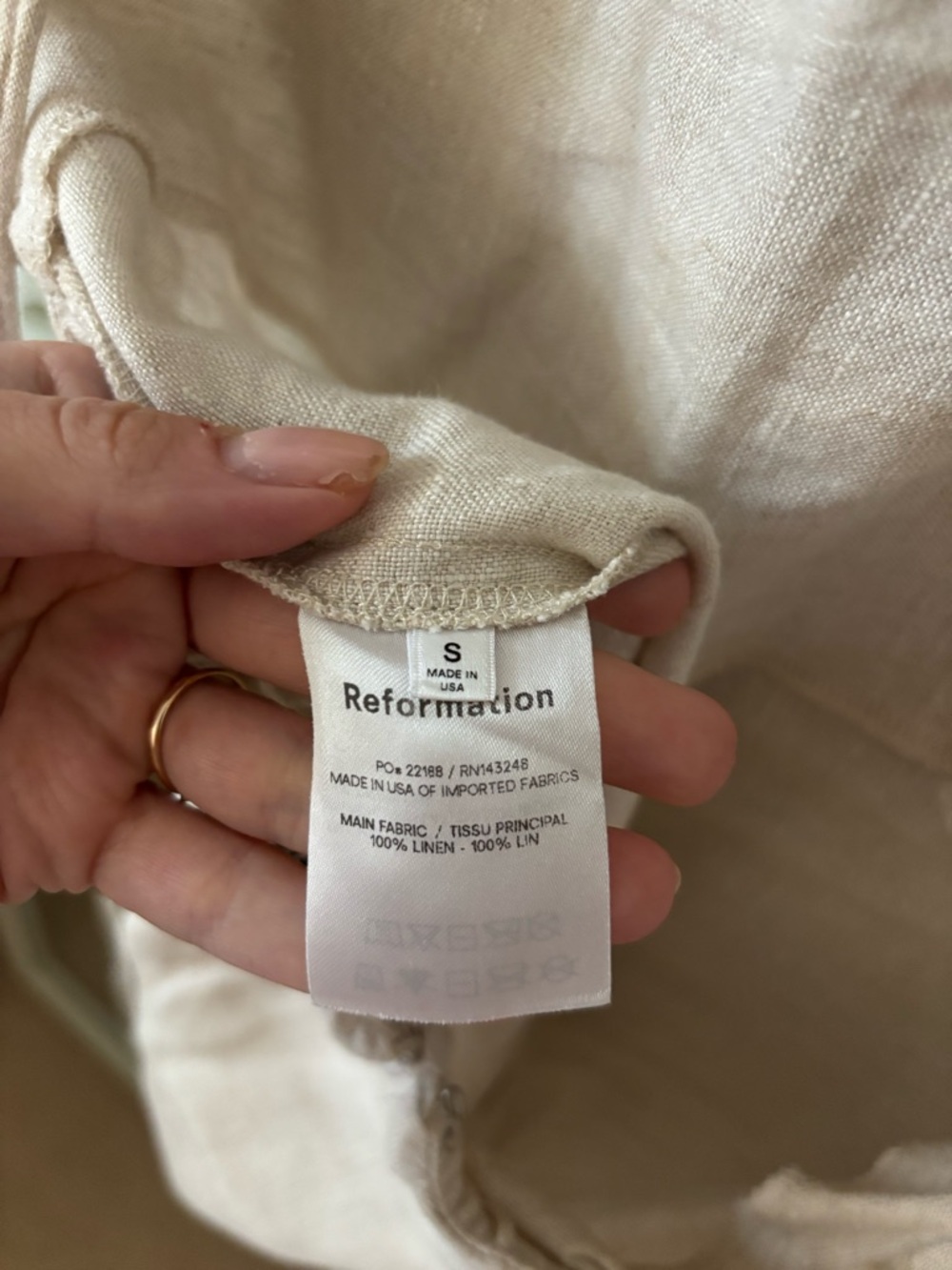Reformation Cream Linen Romper with Spaghetti Straps - Picture 7 of 7